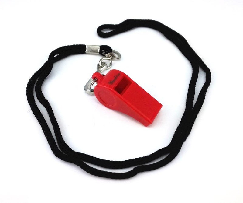yueton Plastic Coach Whistles with Lanyard, Pack of 6 (Red) - Image 2